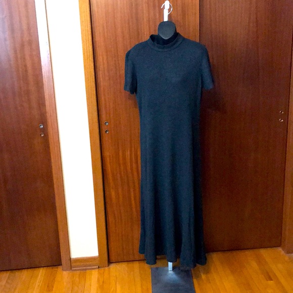 Ribbed grey maxi dress short sleeved - Picture 1 of 4